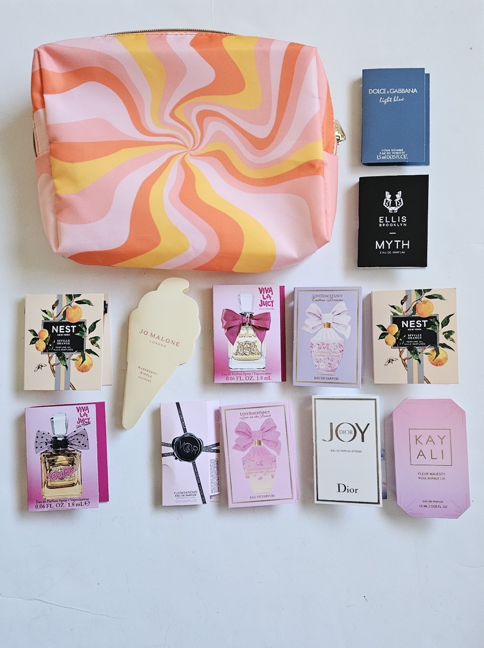 x15 NWT Sephora Makeup Bag Samples Pink Orange Yellow Spring Summer Cosmetic Bag